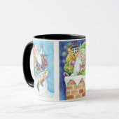 3 Verschillende Santa Claus Cartoon Kerstontwerpen Mok (Voorkant links)