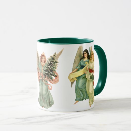 3 Verschillende Victoriaanse Engelen, Oud Kerstmis Mok (Voorkant rechts)