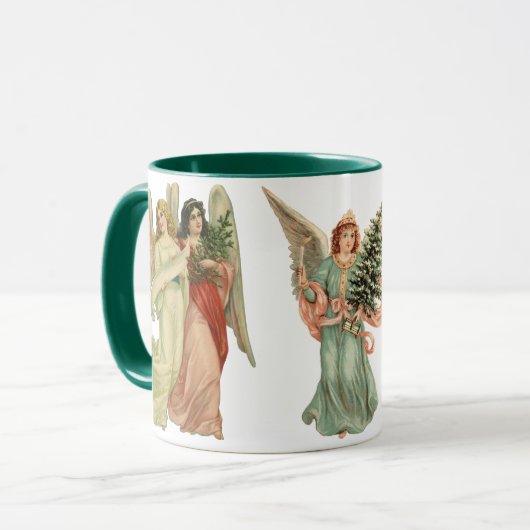 3 Verschillende Victoriaanse Engelen, Oud Kerstmis Mok (Voorkant links)