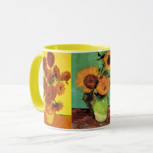3 verschillende Vintage Van Gogh Zonnebloem Schild Mok
