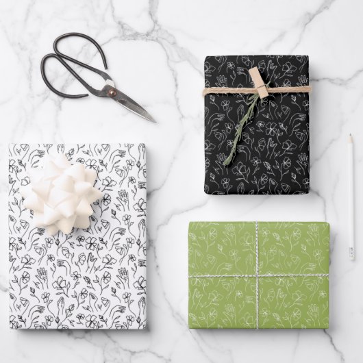 3 Vloerbladen van ASL - wit, rug en groen Inpakpapier Vel (Voorkant)