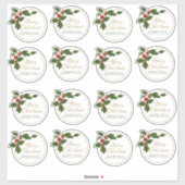 3" Vrolijk Kerstmis Holly & Berry Food Gift Tin Sticker (Vel)