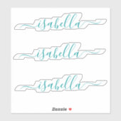 3 waterbestendige Blauwgroen Script Name Clear Win Sticker (Vel)