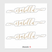 3 waterbestendige Gold Script Name Clear Window La Sticker (Vel)