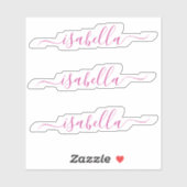 3 waterdichte magenta Roze Script Name Water Fles Sticker (Vel)