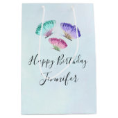 3  Waterverf Butterflies Birthday Medium Cadeauzakje (Voorkant)