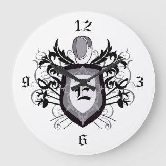 3 Weapons Crest Grey Fencing Clock Grote Klok