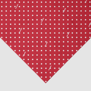 3 Weefselvellen, Naam op Rode & Witte Polka Dots Tissuepapier