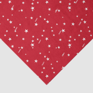 3 Weefselvellen, Naam op Rode & Witte Sterren Patr Tissuepapier