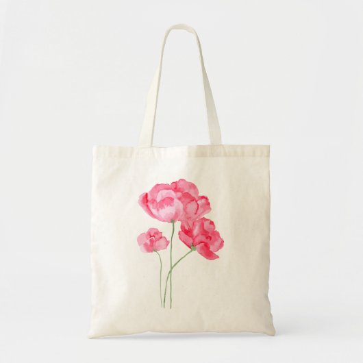3-weg roze bloemige canvas tas (Voorkant)