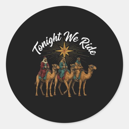 3 Wise Men Tonight We Ride Christmas  Ronde Sticker (Voorkant)