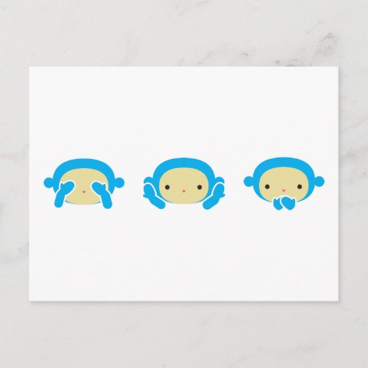 3 Wise Monkeys Briefkaart (Voorkant)