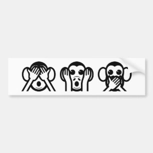 3 Wise Monkeys Emoji Bumpersticker