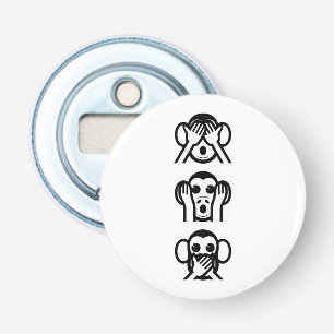 3 Wise Monkeys Emoji Button Flesopener