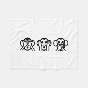 3 Wise Monkeys Emoji Fleece Deken