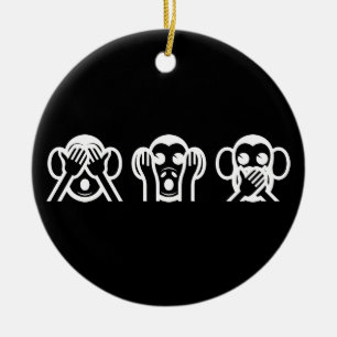 3 Wise Monkeys Emoji Keramisch Ornament
