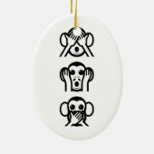 3 Wise Monkeys Emoji Keramisch Ornament (Achterkant)