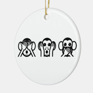 3 Wise Monkeys Emoji Keramisch Ornament