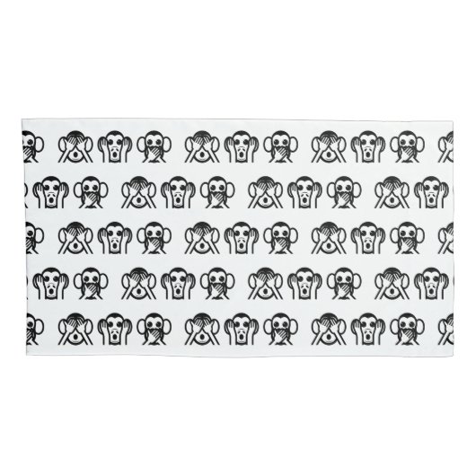 3 Wise Monkeys Emoji Kussensloop (Achterkant-Rechts)