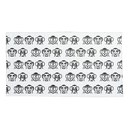 3 Wise Monkeys Emoji Kussensloop (Achterkant-Links)