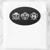 3 Wise Monkeys Emoji Ovale Sticker (Tas)
