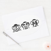3 Wise Monkeys Emoji Ovale Sticker (Envelop)