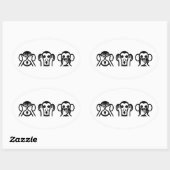 3 Wise Monkeys Emoji Ovale Sticker (Vel)