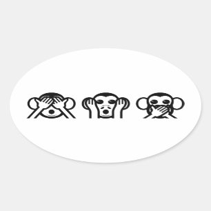 3 Wise Monkeys Emoji Ovale Sticker