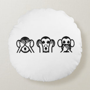 3 Wise Monkeys Emoji Rond Kussen