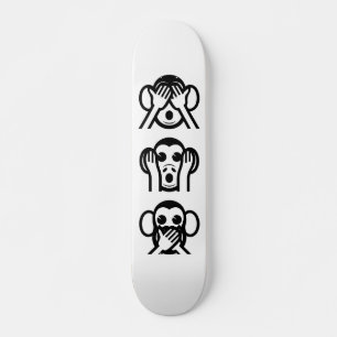 3 Wise Monkeys Emoji Skateboard