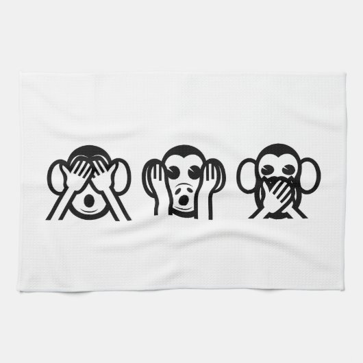 3 Wise Monkeys Emoji Theedoek (Horizontaal)