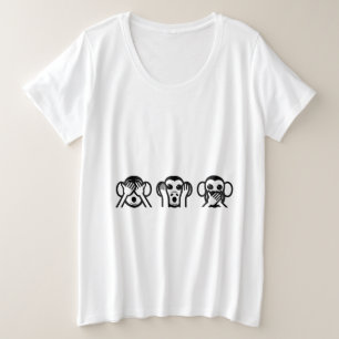 3 Wise Monkeys Emoji Triplets Grote Maat T-shirt