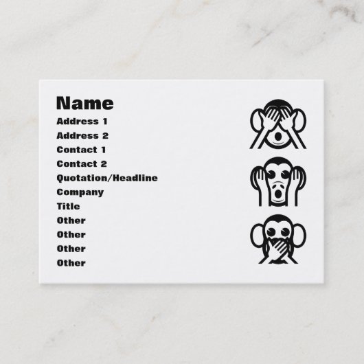 3 Wise Monkeys Emoji Visitekaartje (Voorkant)