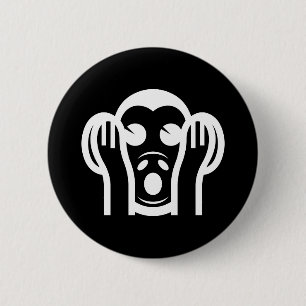 3 Wise Monkeys Kikazaru 聞 ざ horen る GEEN Kwaad Emo Ronde Button 5,7 Cm