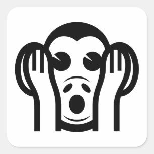 3 Wise Monkeys Kikazaru 聞 ざ horen る GEEN Kwaad Emo Vierkante Sticker