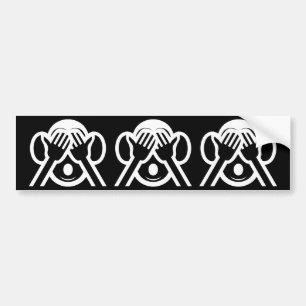 3 Wise Monkeys Mizaru 見 ざ る Zie GEEN Kwaad Emoji Bumpersticker