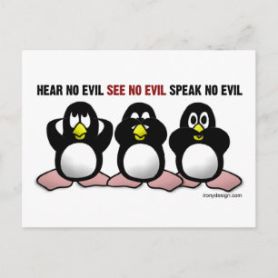 3 Wise Penguins Briefkaart