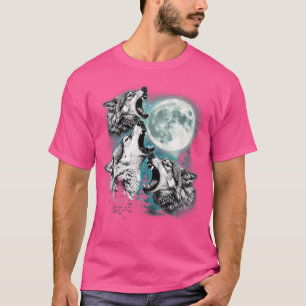 3 Wolf Moon Howling Wolf Head Funny Wolves T-shirt
