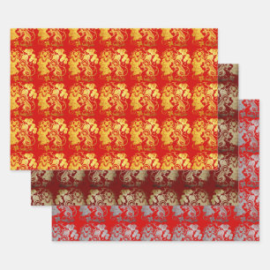 3 WP Chinese, schattige, op papier geknipte, ratte Inpakpapier Vel