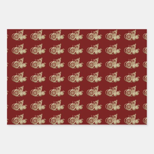 3 WP Chinois coupé en papier Rat fruits Choisir la (Devant 2)