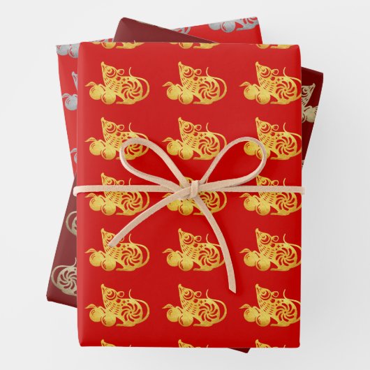 3 WP Chinois coupé en papier Rat fruits Choisir la (En situation)