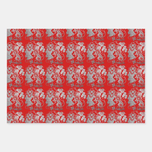 3 WP Chinois papier coupé mignon Rat grape Choisir (Devant 3)