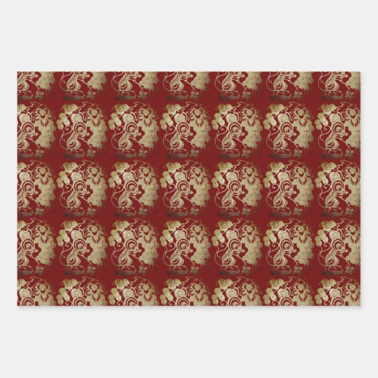 3 WP Chinois papier coupé mignon Rat grape Choisir (Devant 2)