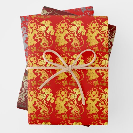 3 WP Chinois papier coupé mignon Rat grape Choisir (En situation)