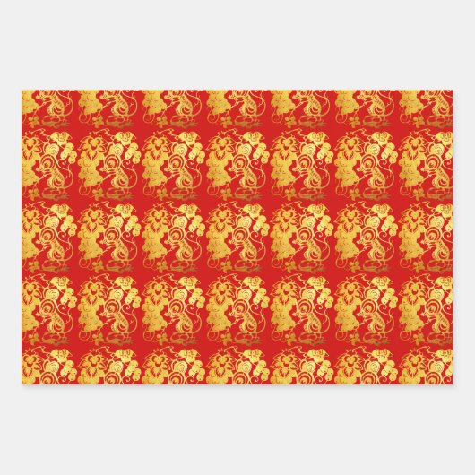 3 WP Chinois papier coupé mignon Rat grape Choisir (Devant)