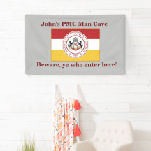 * 3 x5 banner voor MAN CAVE met PMC-vlag