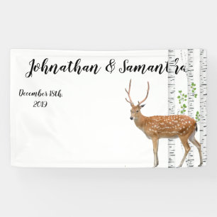 3' x5' persoonlijke banner XMAS Deer Doe Woodland 