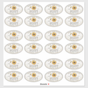 3 x 2"Zonnebloem en Bee Waterdicht Honing Label