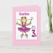 3 Year Old Cute Ballerina Cartoon Pink Birthday