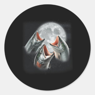 3 Zalmvissen die huilen naar de maan Grappige zalm Ronde Sticker